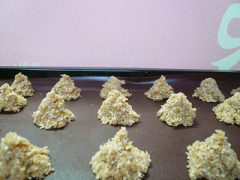ココナッツマカロン【三角錐とか山を作る感じで形を作る】