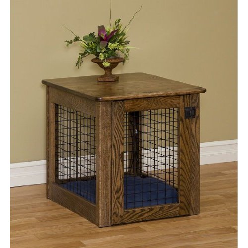 Wooden Dog Crate End Table