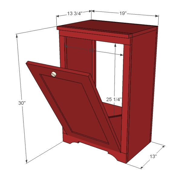 Wood Tilt Out Trash Can Cabinet