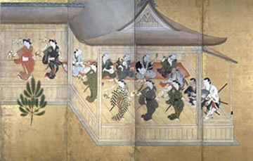 《歌舞伎図屏風(右隻部分)》江戸時代 出光美術館蔵