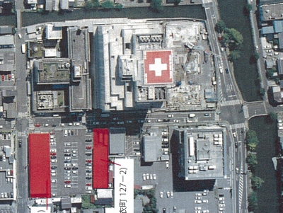 松江赤十字病院上空航空写真