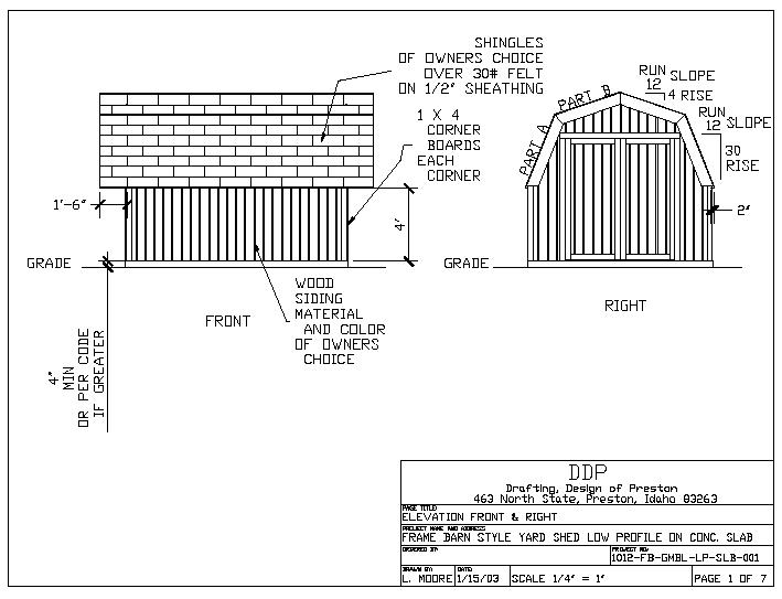 Gambrel Shed Plans by 8\'x10\'x12\'x14\'x16\'x18\'x20\'x22 