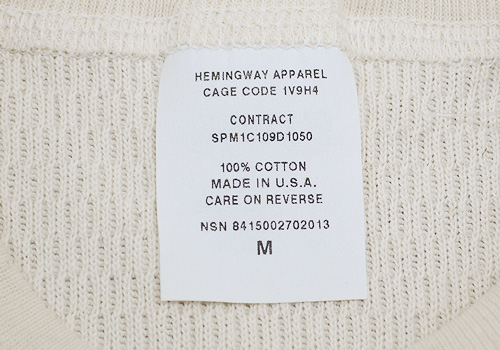 DEADSTOCK：HEMINGWAY APPAREL MANUFACTURING INC. U.S ARMY