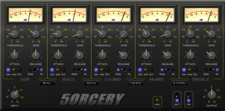 【5ORCERY】5バンドのEQみたいに使えるマルチバンド・コンプレッサー【VST】
