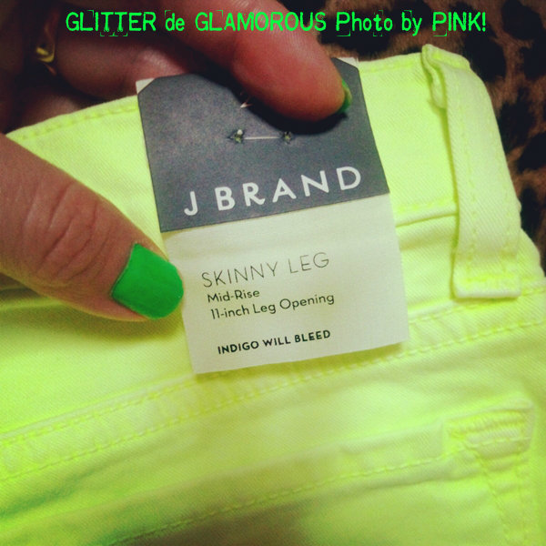 J BRAND ネオンイエロースキニ―