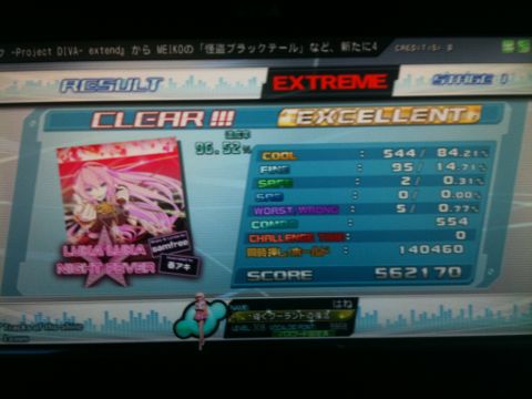 初音ミク Project DIVA Arcade 「ルカルカ★ナイトフィーバー」難易度EXTREME EXCELLENT 554COMBO