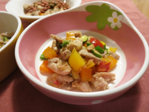 朝ご飯 まぜっこ鶏のスタミナ丼