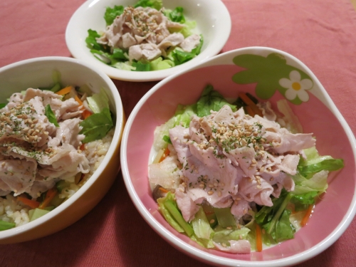 朝ご飯 豚のしゃぶしゃぶサラダ