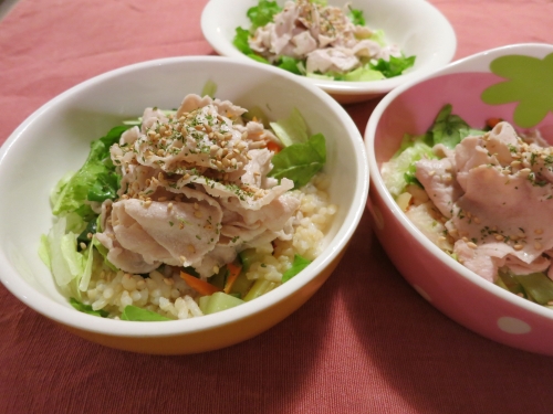 朝ご飯 豚のしゃぶしゃぶサラダ