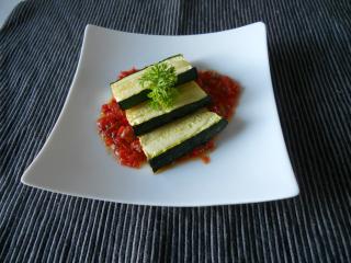 Grilled Zuccini with red sauce