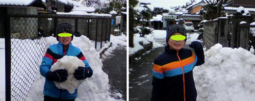 実家で雪遊び-OK