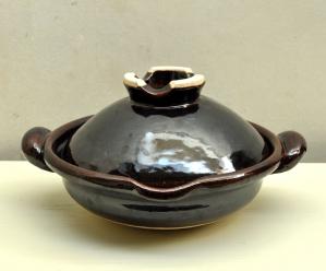 土楽窯/口付黒鍋8寸