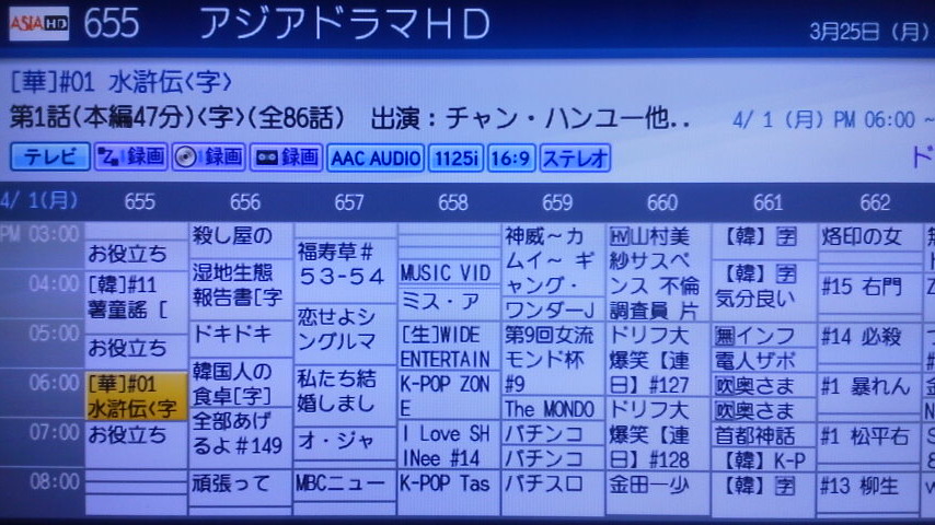 4月1日 水滸伝がスタート