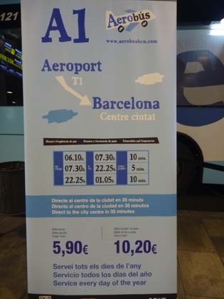 2014 01 バルセロナ 空港バス料金表