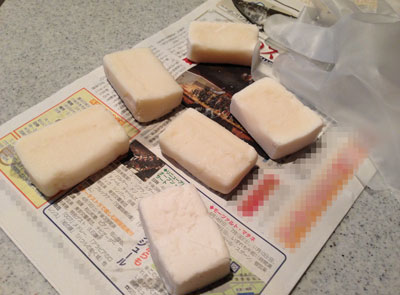手作り石けんをカットしました