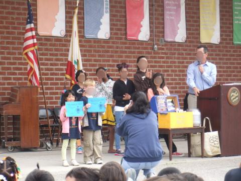 receiving an award at the assembly