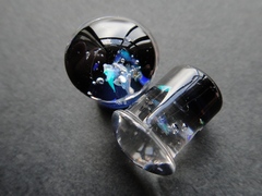 CLOVER GLASS ガラスとオパールのプラグ(正面と横から)