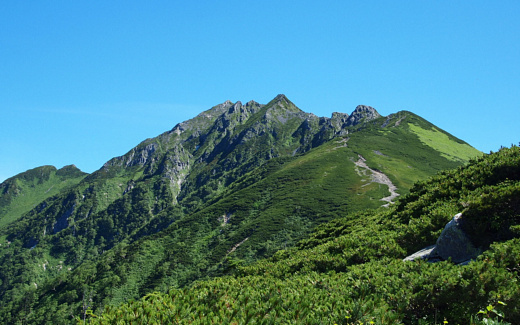 正面に西穂高岳独標
