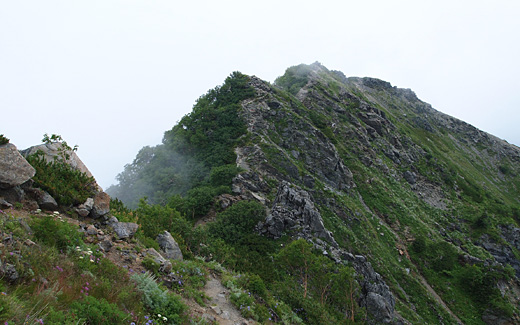 岩場のヤセ尾根