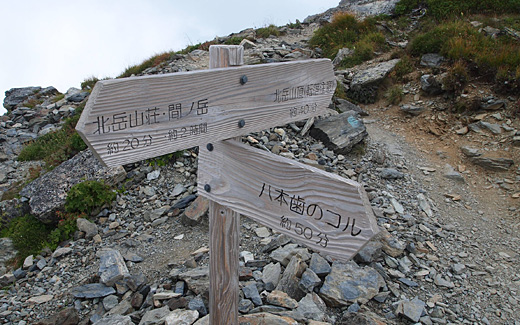 八本歯のコル分岐