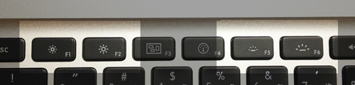 MacのFnキー、ディスプレイの輝度やキーボードのバックライトを調節する。